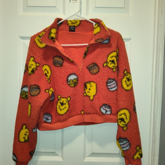 Disney‎ Winnie The Pooh Fuzzy Half-Zipper Juniors Sweater Medium - Picture 7 of 8